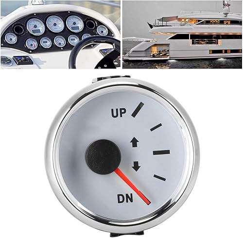 Miniatura 6 de Qiilu Calibre de ajuste de barco, calibre de ajuste de 2 pulgadas UP-DN, 0-190ohm, retroiluminación roja (esfera blanca marco plateado)