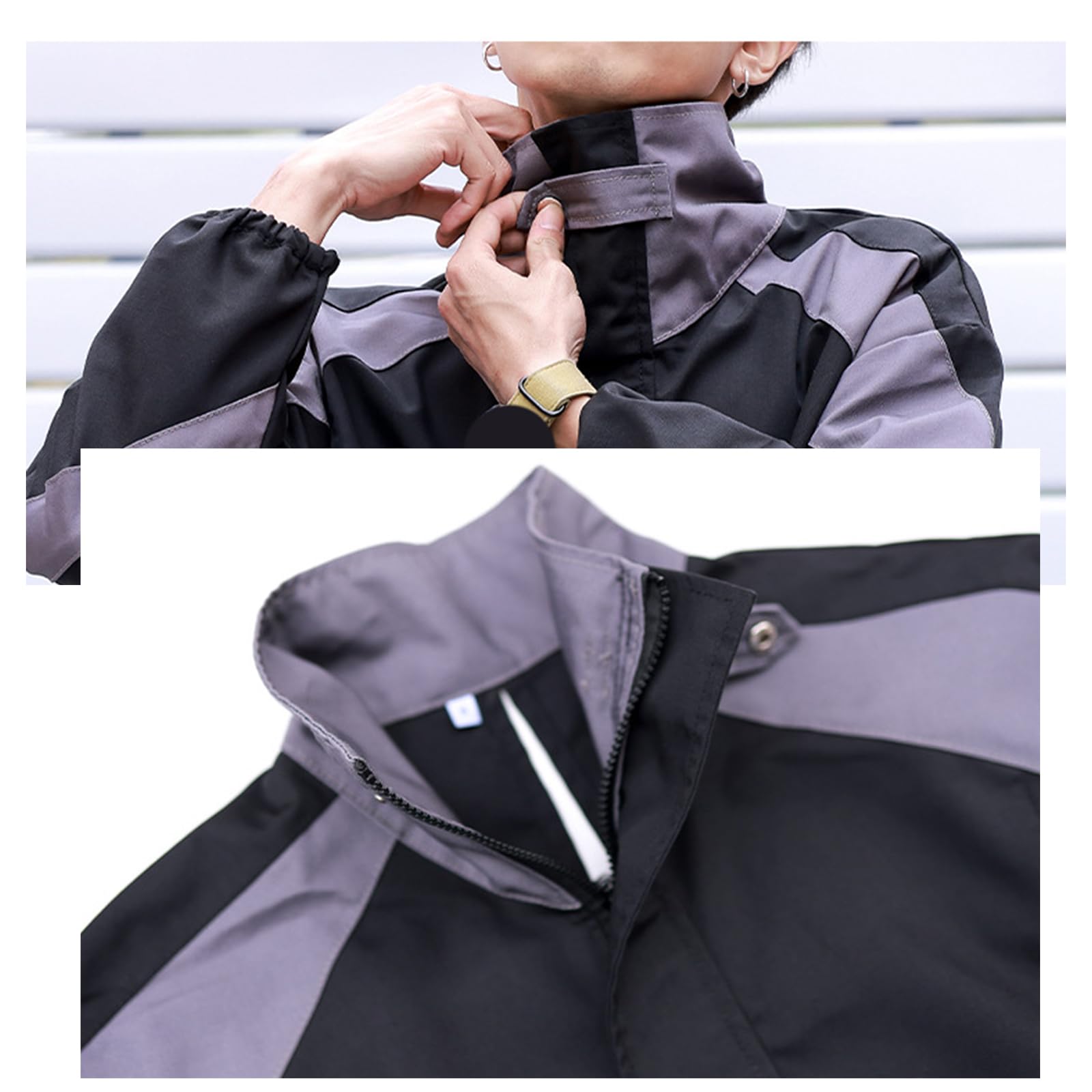 Universal Grembiule da Lavoro con Maniche Lunghe E Collo Alto con Cerniera Grembiule Pulizie Unisex per Barbiere, Lavaggio dei Piatti, Pulizia Black,One Size