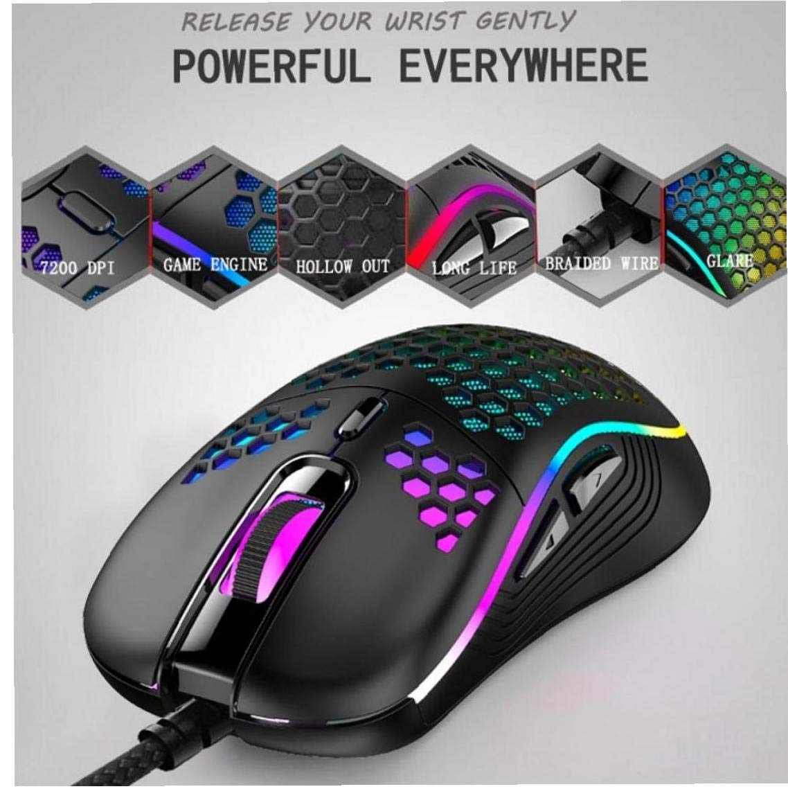 Amazon | カラフルなワイヤードホールマウス軽量ビーハイブ職業