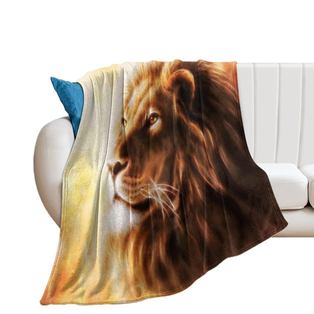 Nibaba Men's Multicoloured Beautiful Airbrush Lion Head Blanket Fuzzy Throws, Soft Blankets For Wo Boys Girls, Cozy Plush Comfy Microfiber Throw Blanket For Couch Sofa Bed 50X60inches (125X150cm)