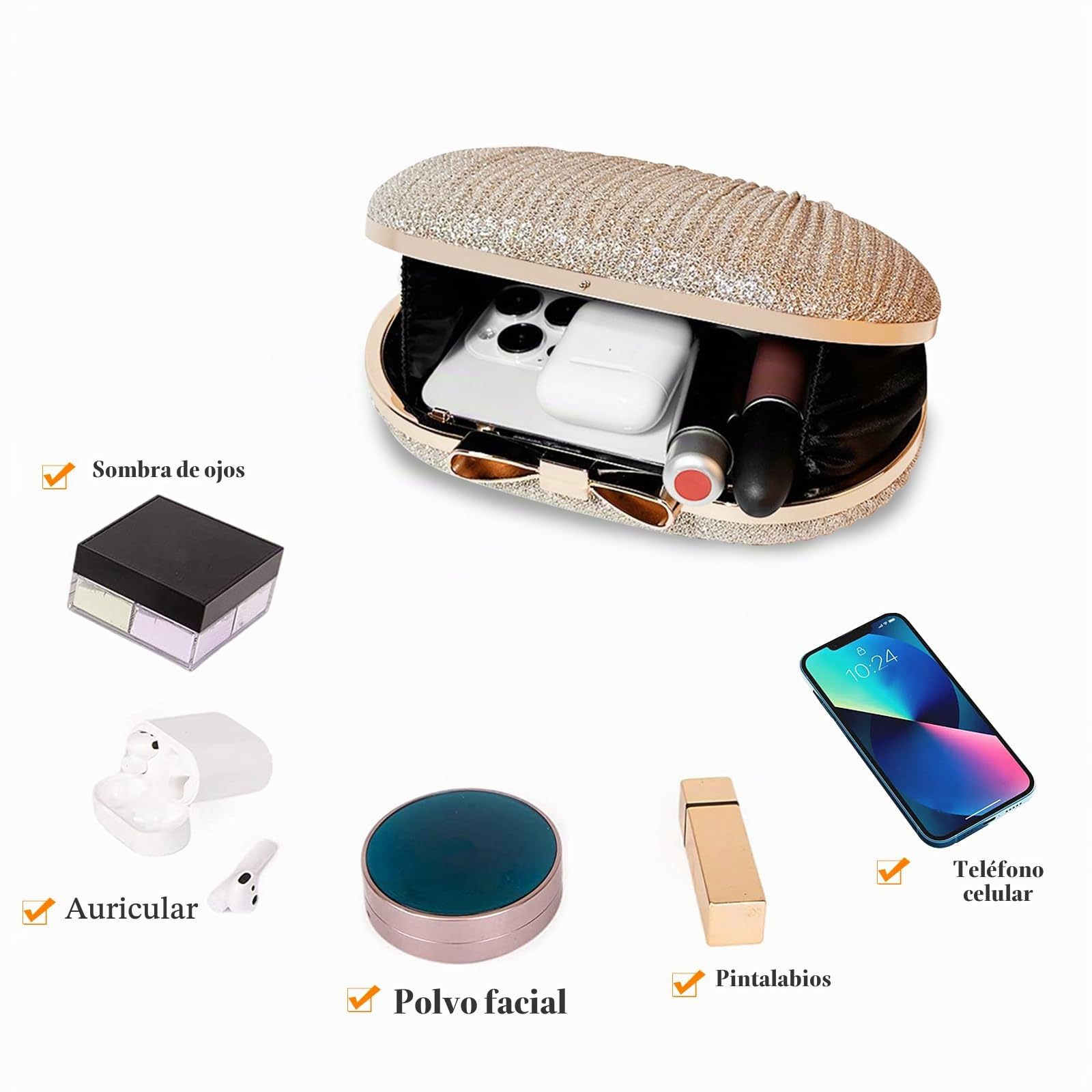 CORIOS Lentejuelas Clutch para Mujer Bolsa de Noche Lujoso Bolso de Hombro Bolso de Boda Bolso de Fiesta Bolsa de Cadena Pequeña Elegante Bolsos Bandolera para Fiesta de Graduación Banquete Plata
