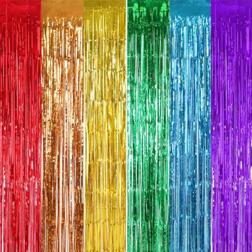 EJRUP 2 Stück 1 * 2m Buntes Regenfadentuch Regenbogen Party Deko...