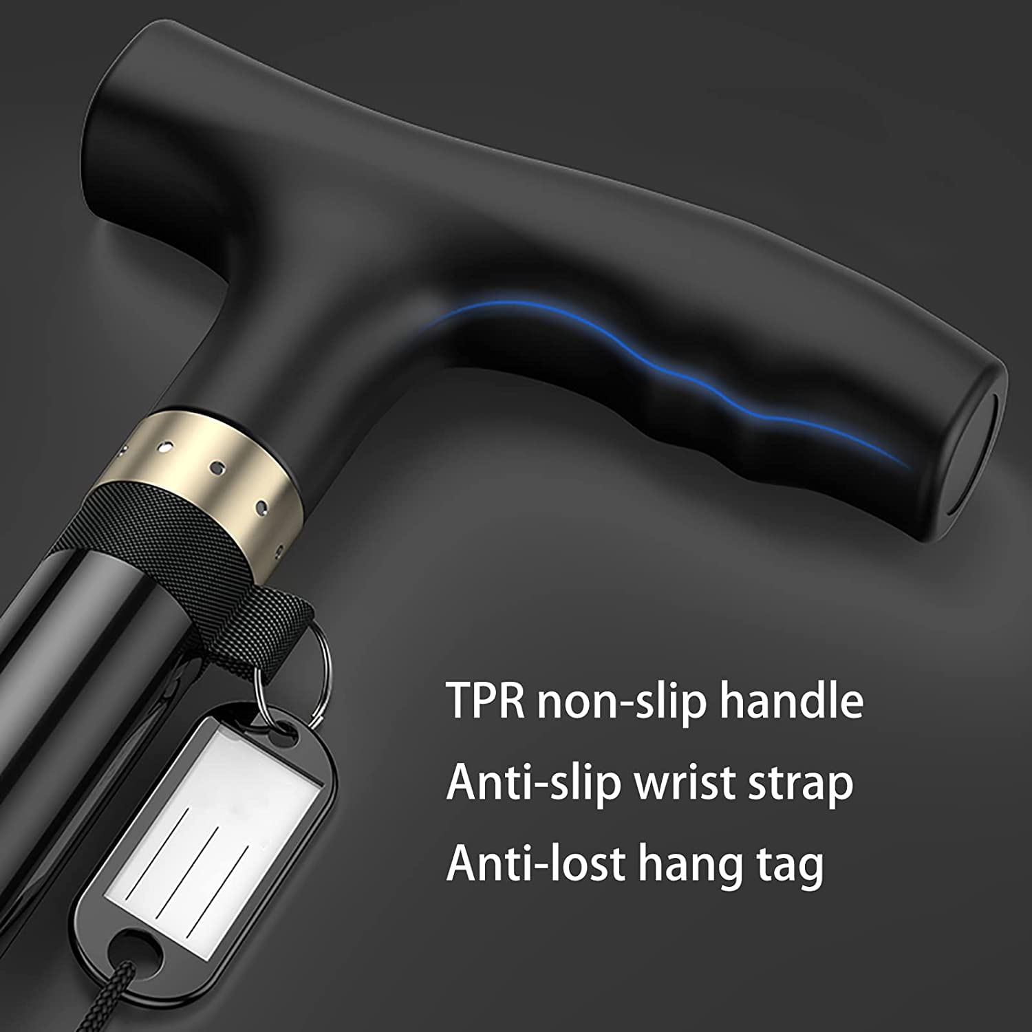 Quad Cane, wielofunkcyjne kule teleskopowe do wspinaczki górskiej dla mężczyzn i kobiet, ergonomiczny, antypoślizgowy uchwyt w kształcie litery T ze światłem LED, regulowana wysokość Mobilne n