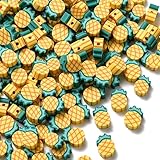 KitBeads 380pcs Polymer Clay Pineapple Beads Summer Yellow Fruit Beads Handemade Tropical Fruit Pineapple Beads for Jewelry Making Bracelets Bulk