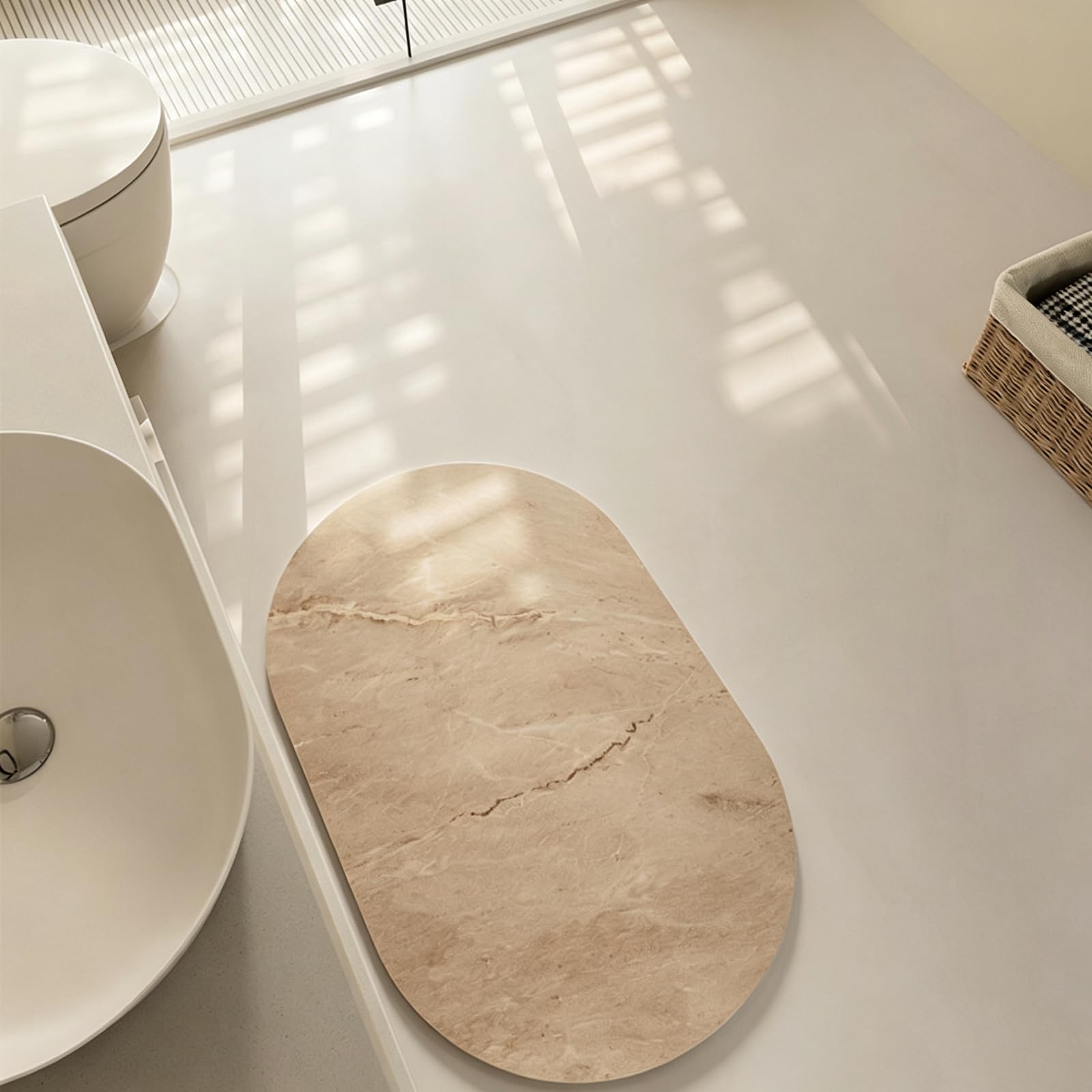Generico Tappeto Bagno Motivo Marmo Imitazione,Assorbenti per Decorazione Domestica,B,60x90cm(24x35inch) | Antiscivolo, ad asciugatura rapida
