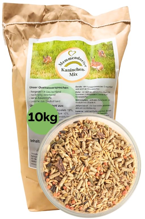 Kaninchenfutter 10kg, Memmendorfer Kaninchenmix, Hochwertiges Futter mit Gerste, Kräuter und Luzerne aus...