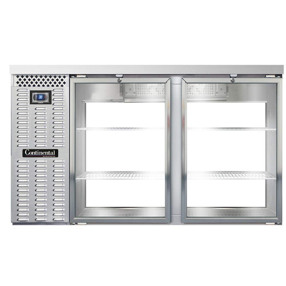 BBC59-SS-GD-PT Two Section Glass Door Refrigerated Pass-Thru Back Bar Cooler by Continental Refrigerator – Commercial Grade