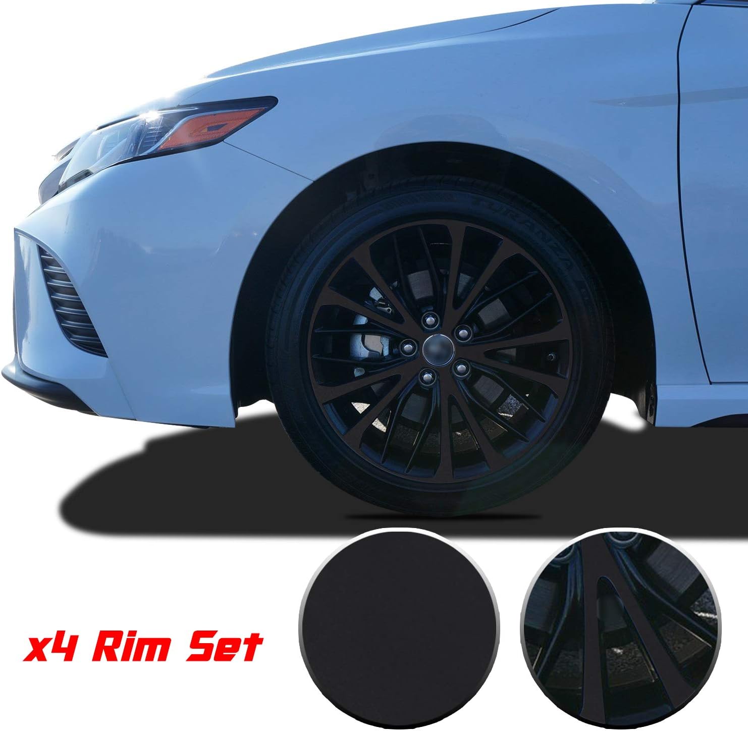 Gomu Wheel Rim Chrome Delete Blackout Precut Vinyl Wrap Overlay Kit Compatible with and Fits Camry Sport 2018 2019 2020 - Matte Black