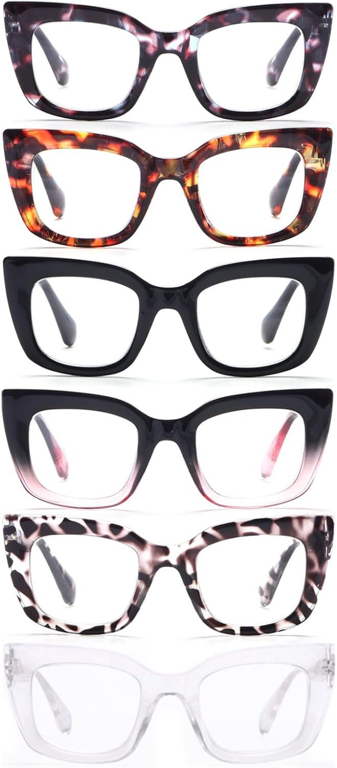 Reading Glasses for Women, 6 Pack Fashion Cat Eye Blue Light Blocking Computer Readers Anti Glare UV Eyeglasses Mix-1 2.5 Diopters