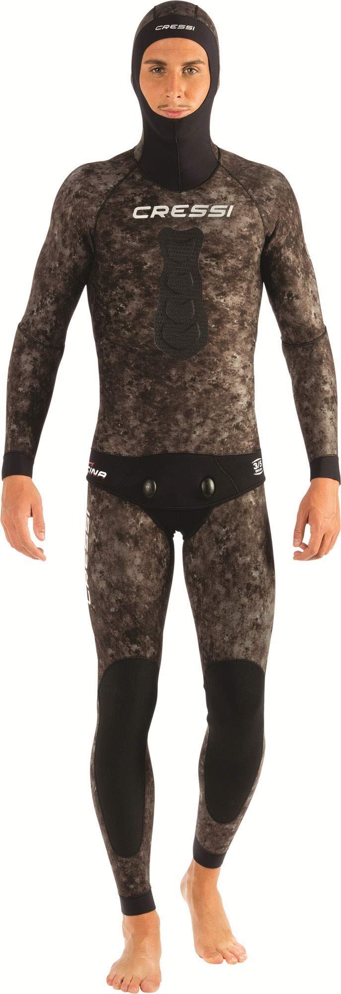 Cressi Tracina Wetsuit Muta Pesca in Neoprene Mimetico Spaccato Microporoso Supersoft, Disponibile singola Giacca o singolo Pantalone negli Spessori 3.5/5/7mm, per Uomo