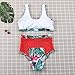 Sexy Women Two Pieces Lace up Bandage Bikini Swimsuit Set High Waisted Bathing Suit (C, Large)