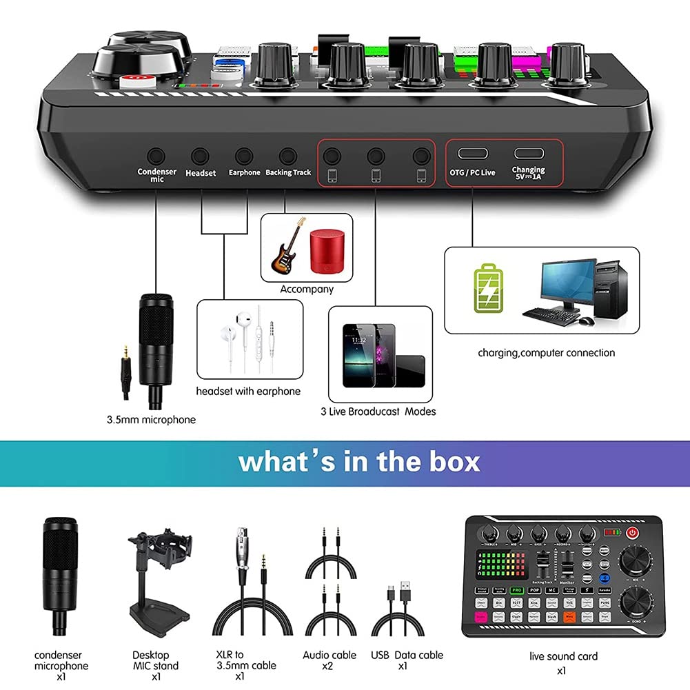 Tarjeta de Sonido SuanQ F998 USB Mezclador Amplificador para PC
