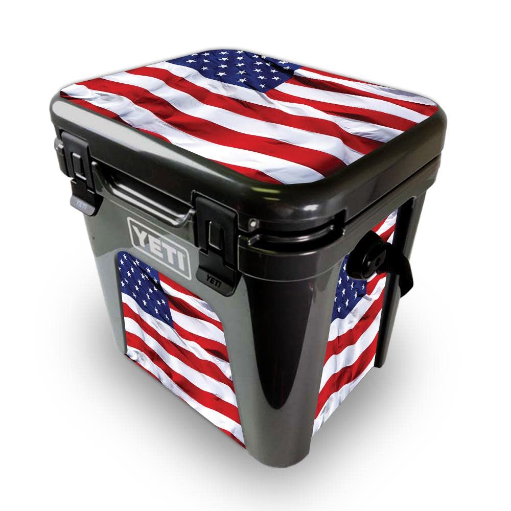 MightySkins Skin Compatible with Yeti Roadie 24 Hard Cooler - American Flag | Protective Viny wrap | Easy to Apply and Change Styles | Made in The USA
