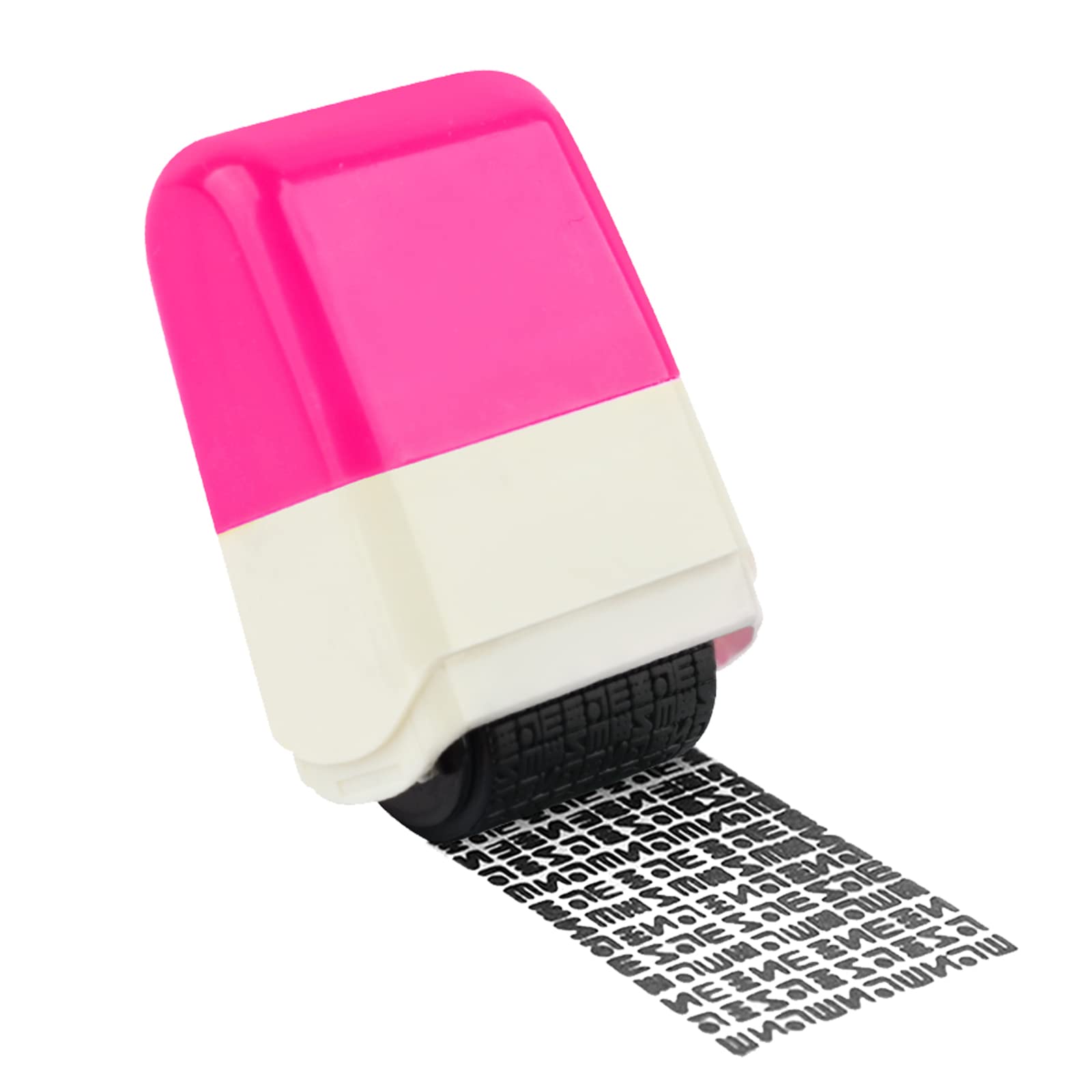 Identity Protection Roller Stamp Wide Rolling Theft Identity Prevention Stamp for Secure Confidential ID Blackout Security, Anti Theft and Privacy Safety (Pink)