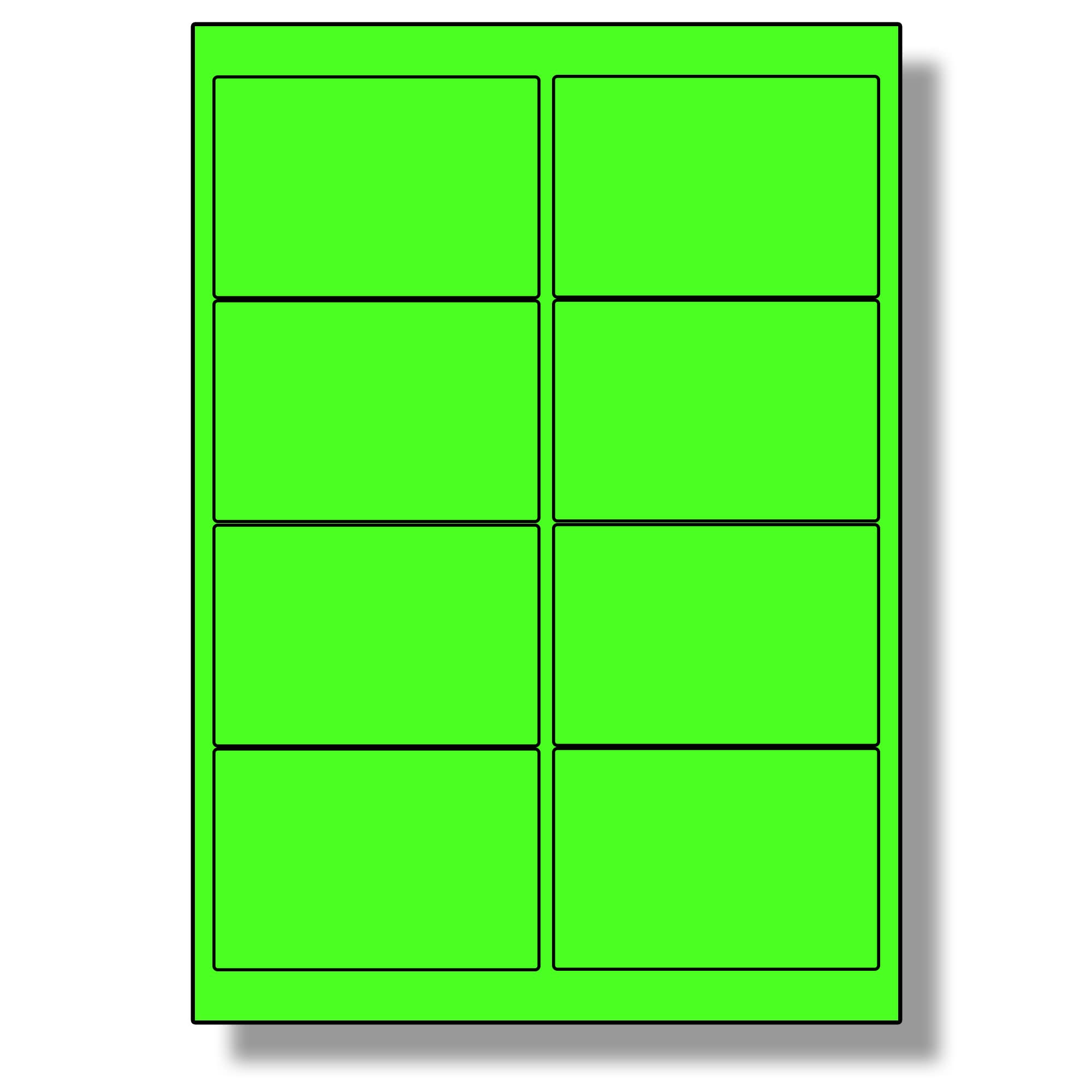 Label Planet® 8 Per Sheet, 50 Sheets (400 Fluorescent Green Labels). Fluorescent Labels for Laser Printers 99.1 x 67.7mm, LP8/99 FC