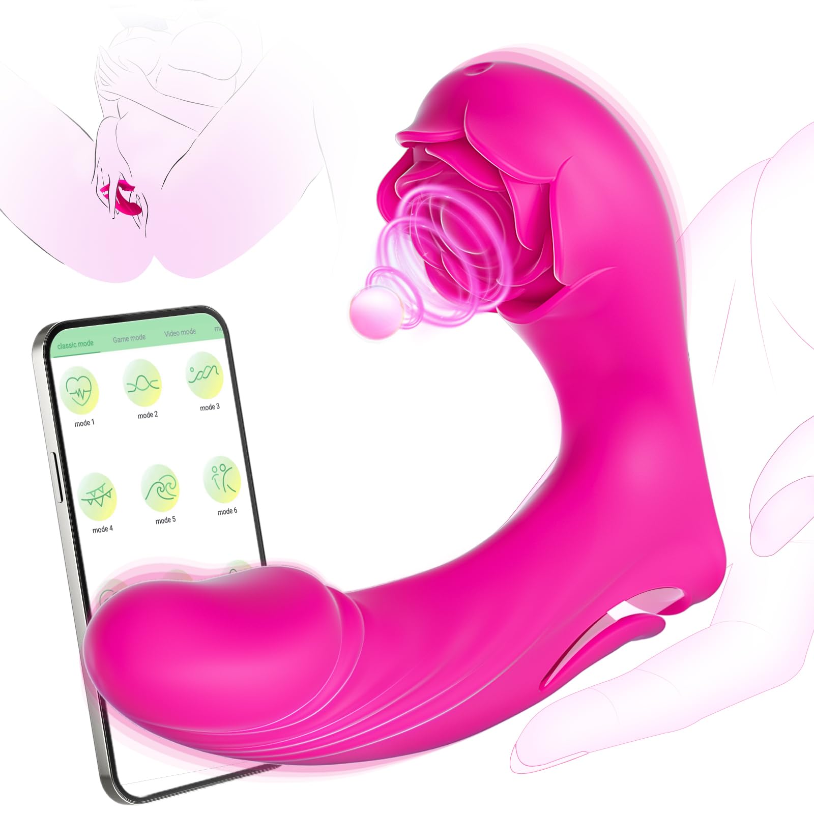 G Spot Vibrator Sex Toys for Women - 2 IN 1 Finger Vibrators Dildos with 9 Vibrating Flapping