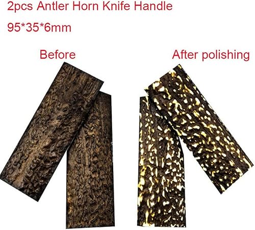 Miniatura 5 de 2 piezas de cornamenta de ciervo mango de cuchillo escalas DIY losas de material POM resina espada fabricación nuevo