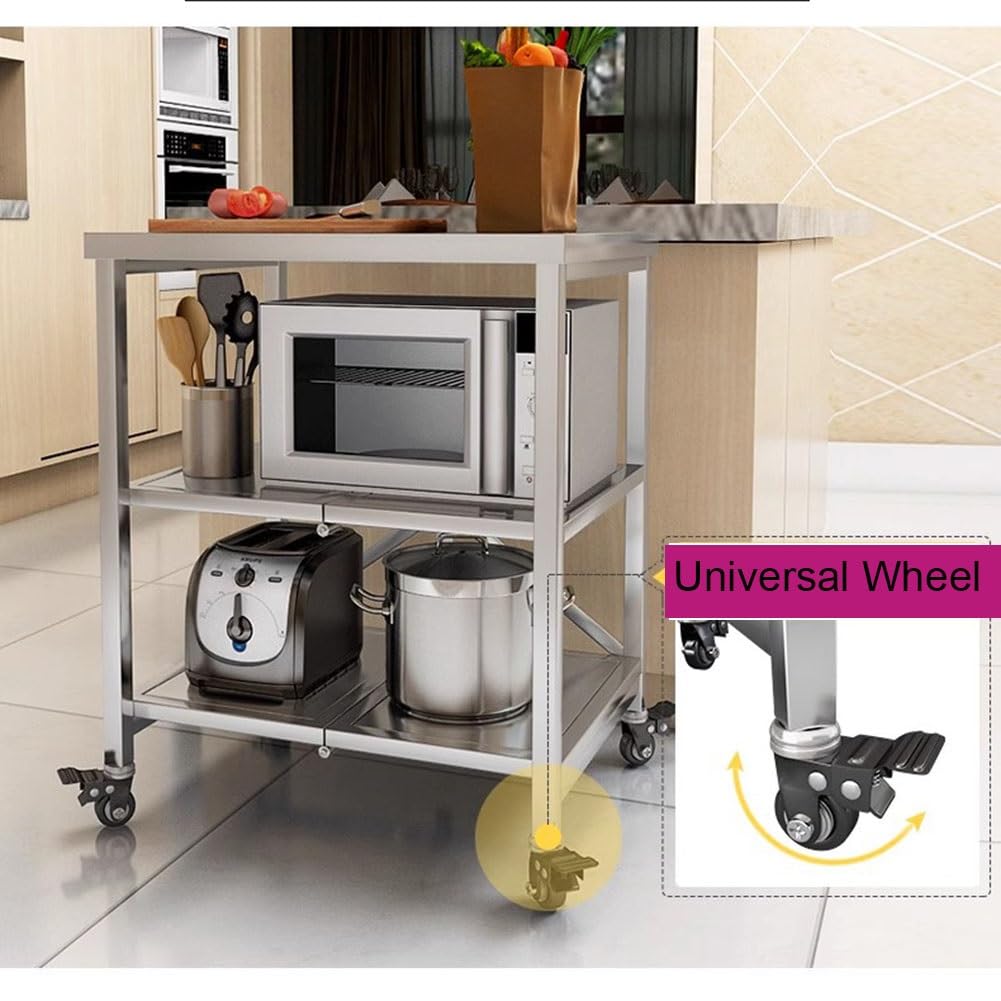 Tavolo pieghevole con scaffalatura mobile in acciaio inox, struttura in metallo stabile, tavolo da lavoro per esterni, carrello per barbecue, forno per pizza, 55 x 30 cm
