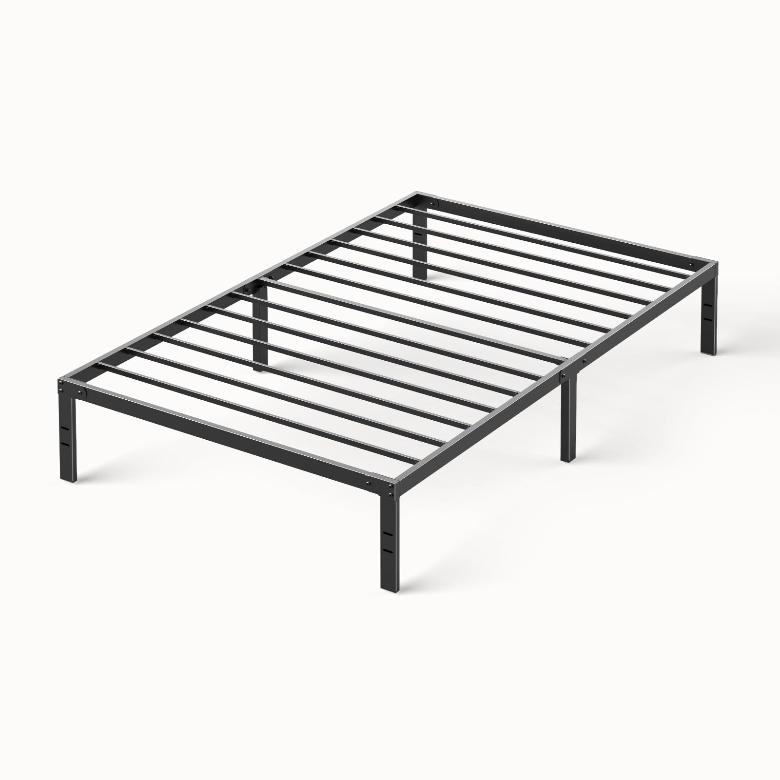 Sweetcrispy Twin Size Bed Frame, Metal Platform Bed Frames Mattress Foundation with Steel Slat Support, No Box Spring Needed, Storage Space Under Base, Easy Assembly, Modern Black