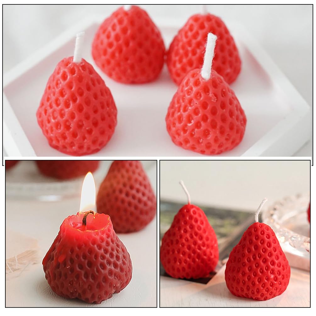 9 Velas Con A Fresa: Velas Decorativas Con Forma De Fruta Para De Boda Fiestas De Cumpleaños Y Aromaterapia Casera (Rojas 4 5 X 4 Cm)