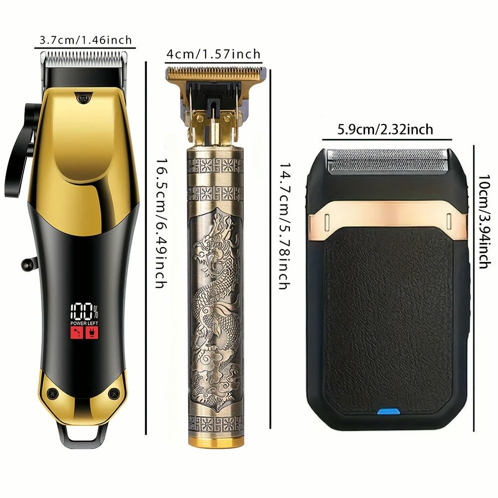 Cortapelos inalámbrico SYJYM - Kit Profesional de afeitadora eléctrica para Barba para Hombres, Recargable por USB, Cuatro peines guía