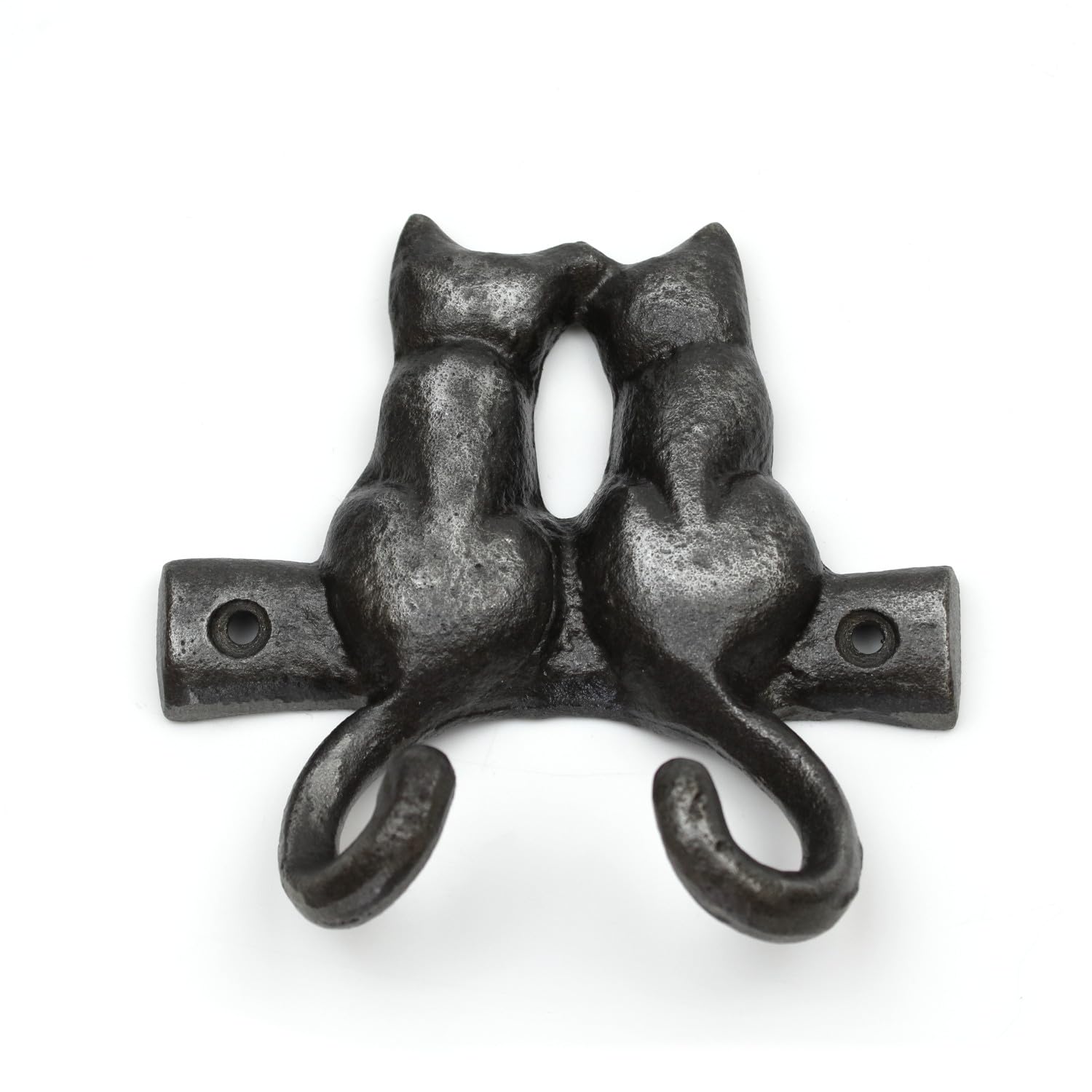 Oakcrafts - Antique Cast Iron Kissing Cats Double Coat/Key Hook - 115mm