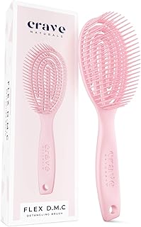 Crave Naturals FLEX DMC Detangling Brush for Natural Textured Hair - Flexible Hair Brush Detangler for Curly, Frizzy, Thic...