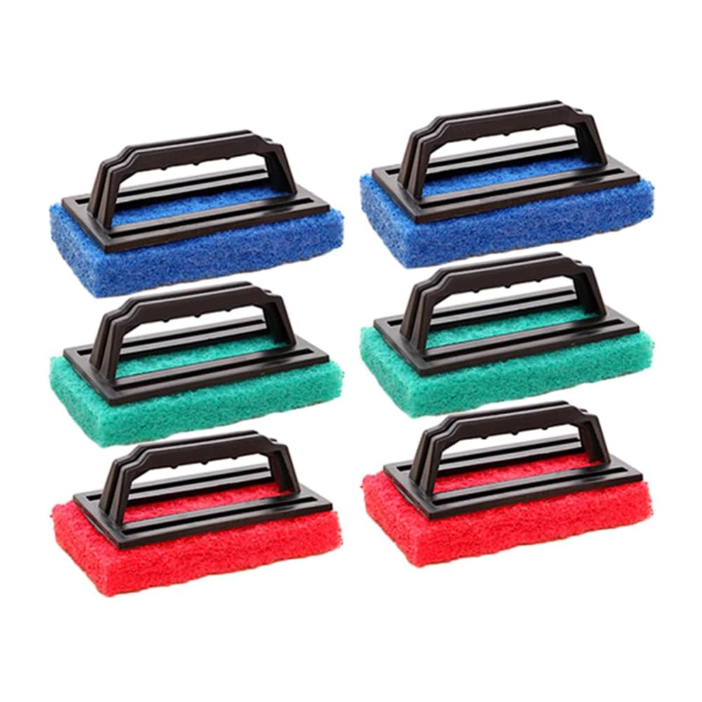 Screen Printing Scrub Pad with Handle, Chemical Resistant Screen Print Ink Cleaning Brush, Silkscreen Ink Remover Scrub Cleaner Supplies for Degreasing Reclaiming Mesh Frames -6pcs