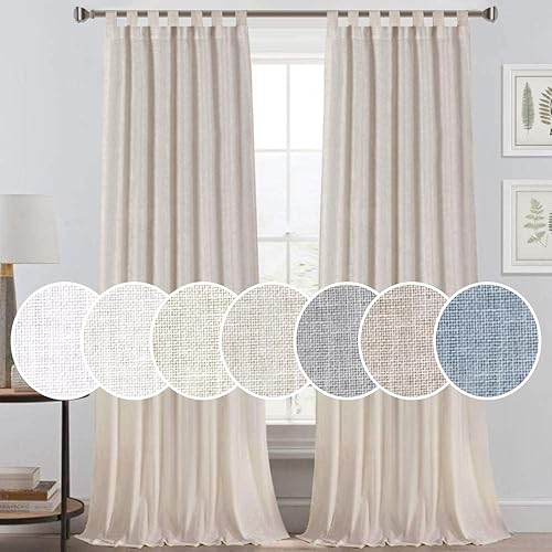 Cortinas de lino natural para saladormitorio, reducen la luz, aseguran la privacidad, semi-transparentes, texturizadas, cortinas de lino, cortinas