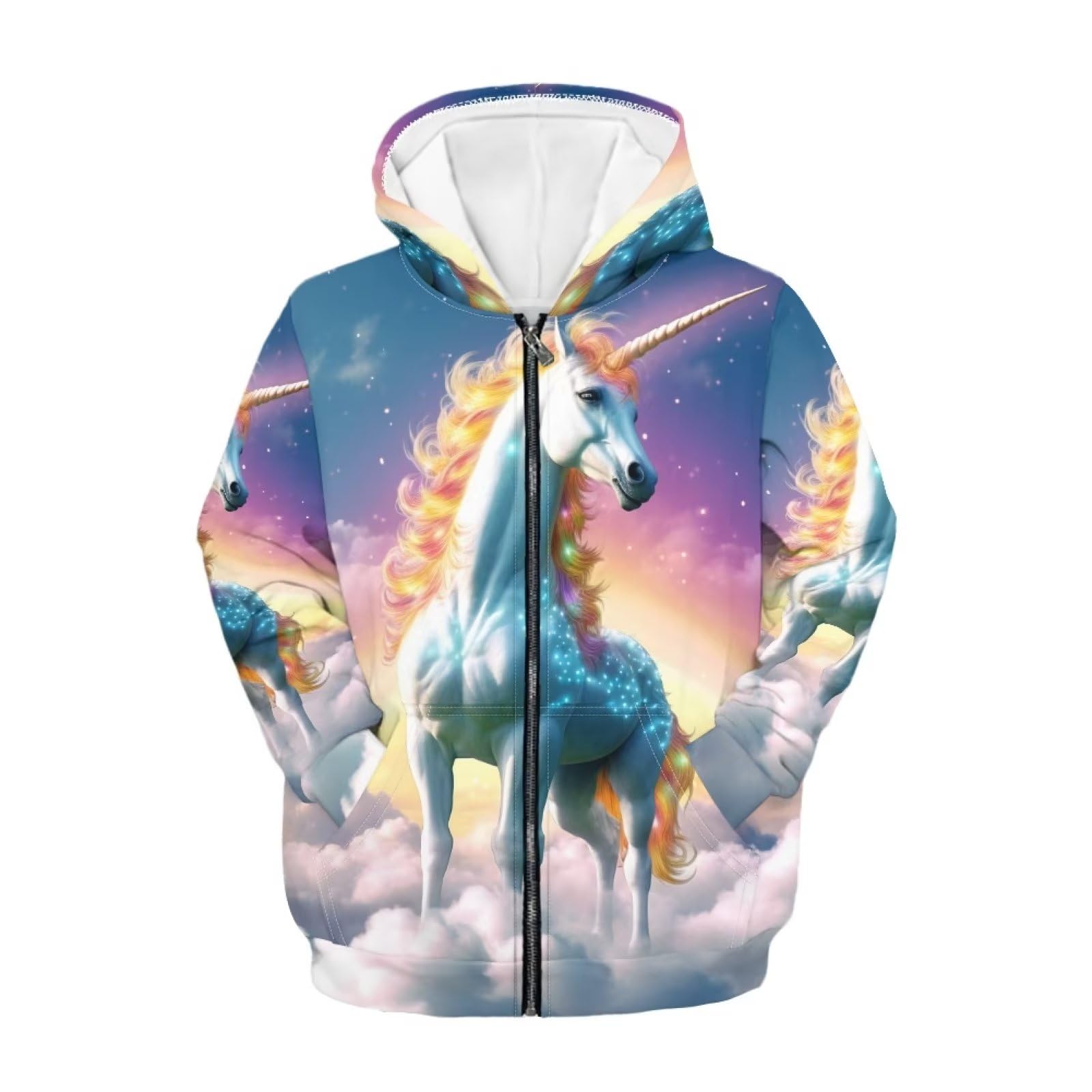 Parprinty Floral Animal Print Hoodies for Girls Casual Soft Cute Zip Up Hoodie with Pockets Hooded Sweatshirts
