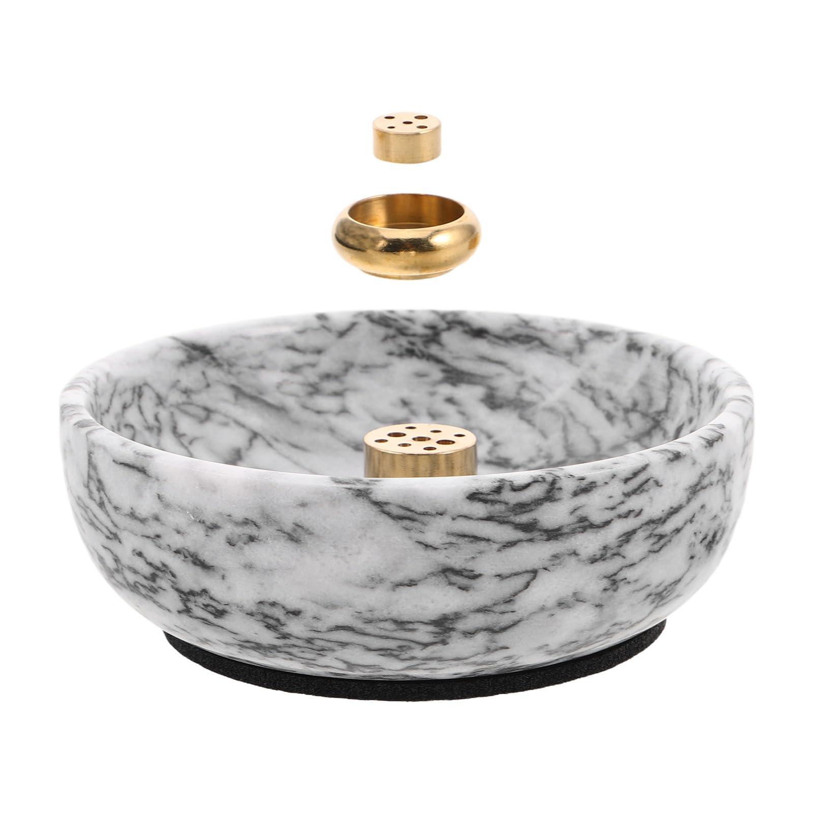 Beavorty Porta Incenso in Marmo Bianco Supporto in Ottone, Ciotola per Bruciare Incenso Sicuro Cattura Cenere, per Decorazione Casa e Yoga