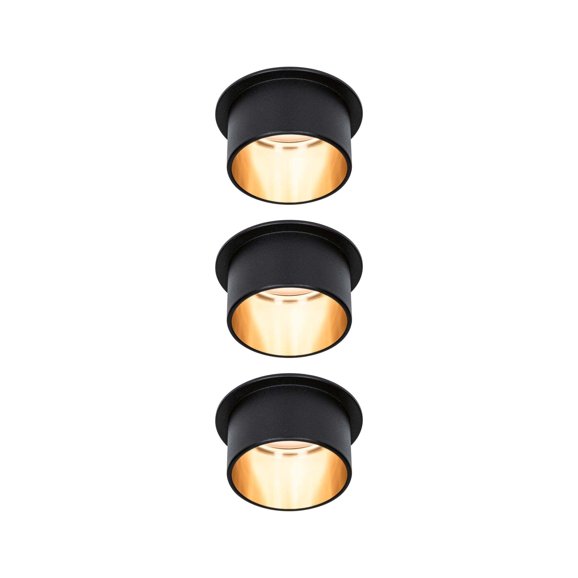 Paulmann Gil 93379 - Faretto da incasso a LED a 3 step-Dim rotondo, 3 x 6 Watt, dimmerabile, colore nero opaco, oro, faretto da incasso in alluminio, 2700 K Coin