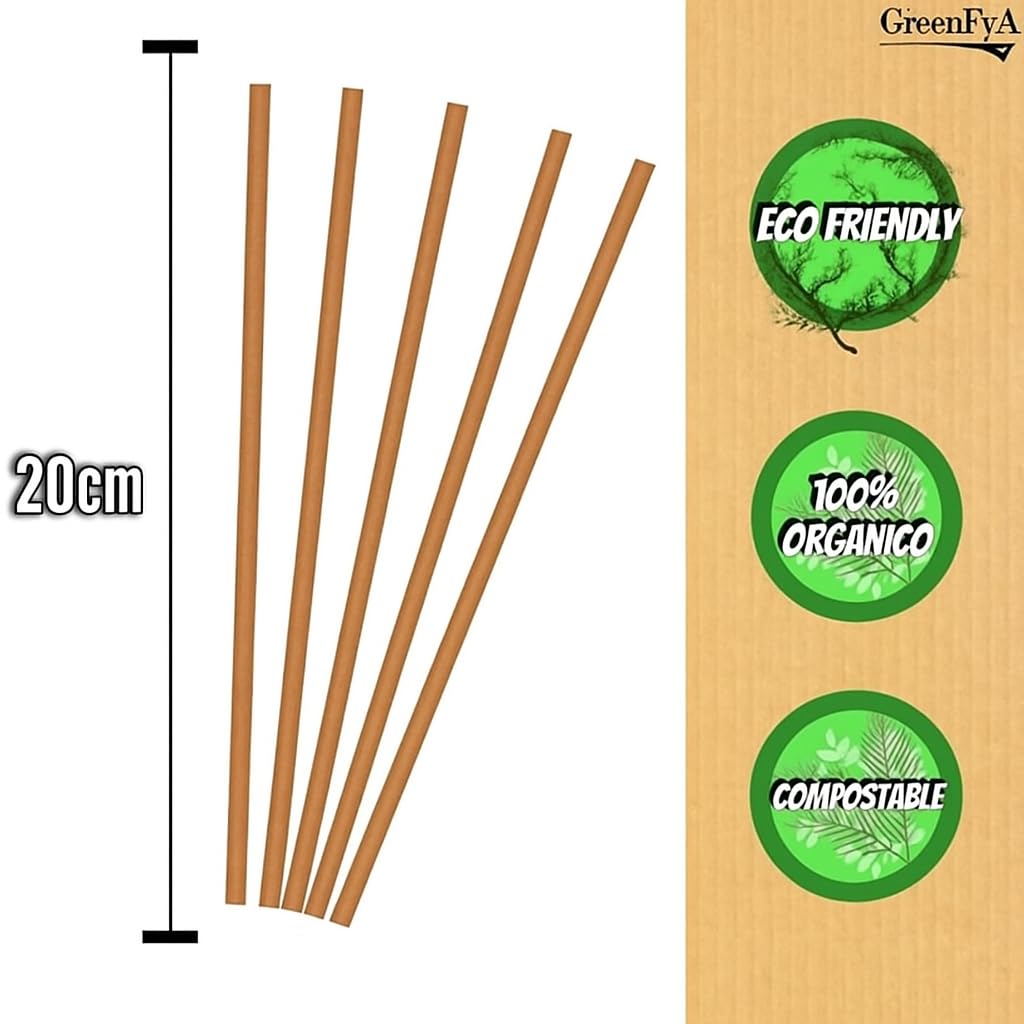Pajitas de Papel Biodegradable, 20cm. Desechables, ecológicas y compostables. Comprometida con el medio ambiente.… (3000)