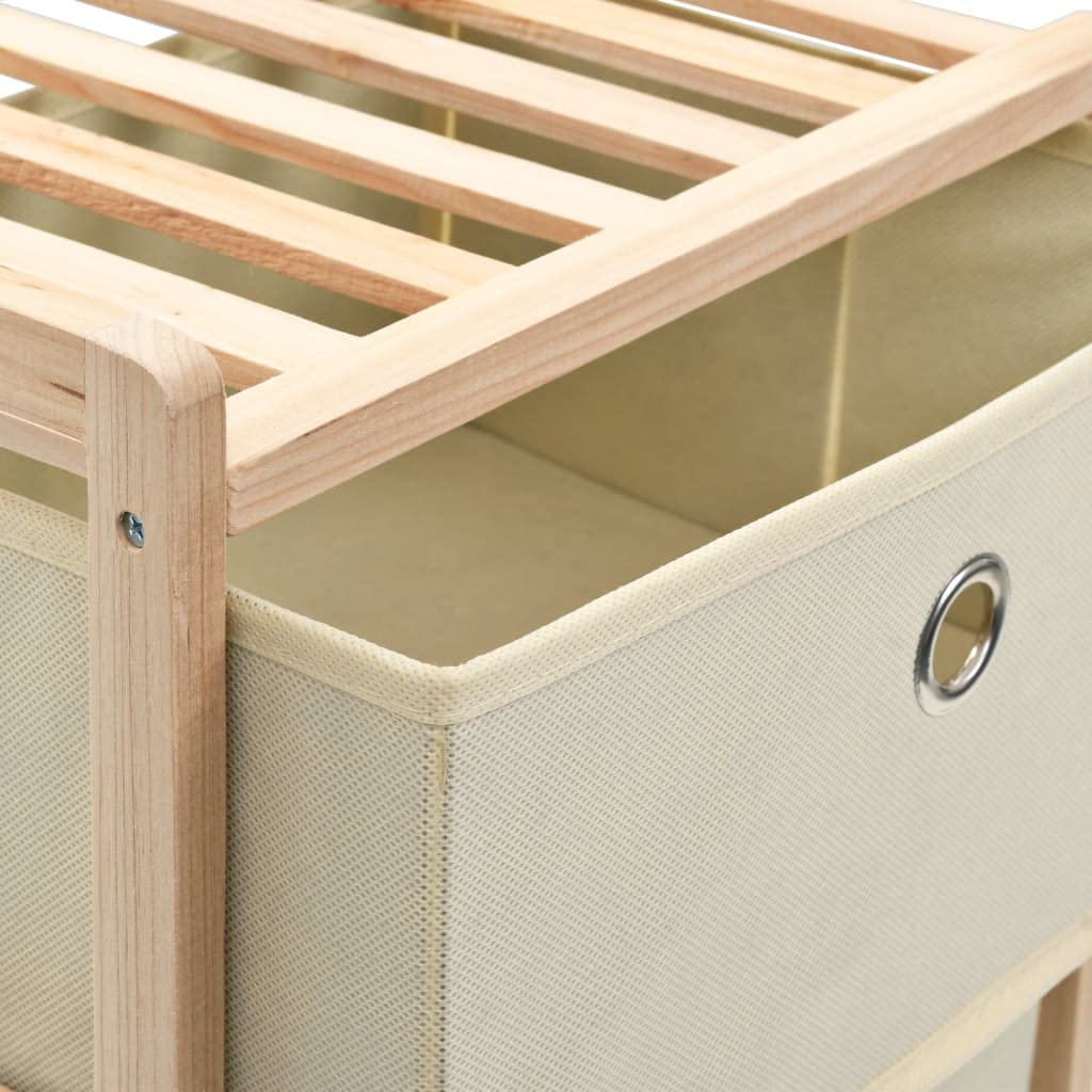 Set 2 Scaffali Portaoggetti con 5 Cesti Legno Cedro Beige | Coppia di mobili salvaspazio per ingresso o soggiorno, con cestini leggeri rimovibili per organizzare accessori.