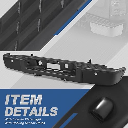 Miniatura 2 de Auto Dynasty Parachoques trasero compatible con Chevy Silverado GMC Sierra 1500 2007-2013, con orificios para sensor de estacionamiento, repuesto