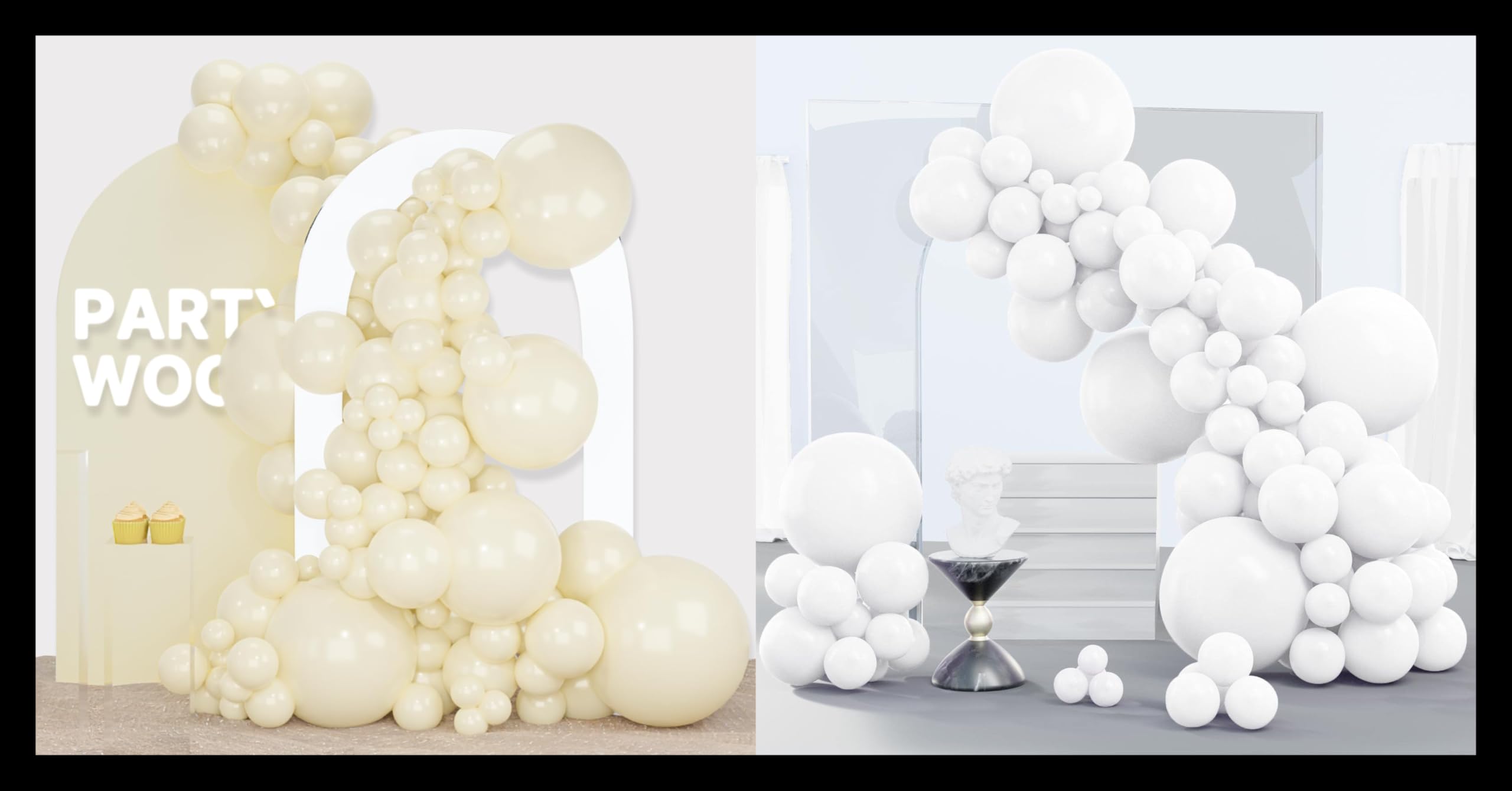 PartyWoo Beige Balloons 140 pcs and PartyWoo White Balloons 140 pcs