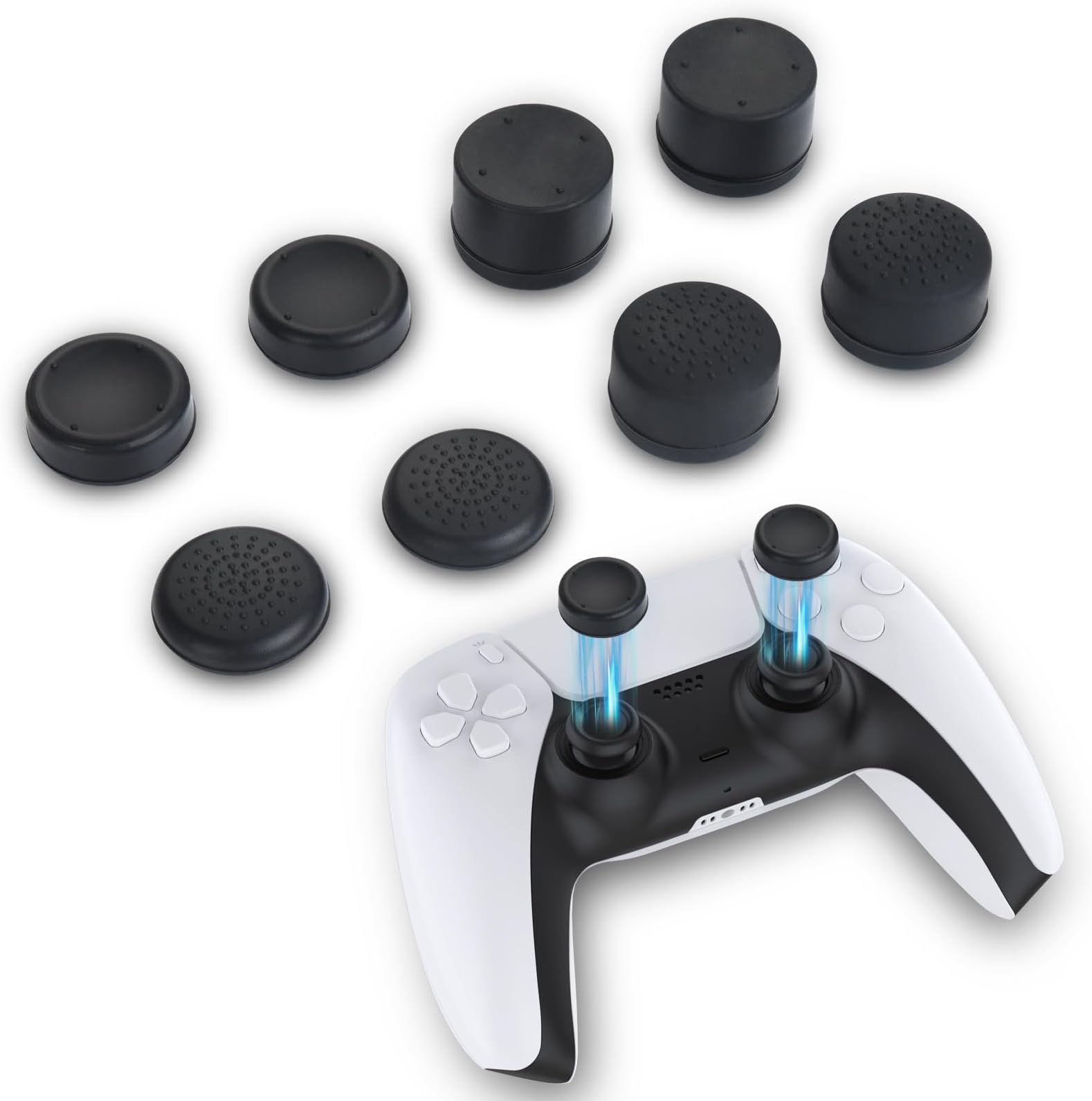 - ELUTENG Joystick Replacement Grip Caps for PS4/PS5 Controller 8 Pcs Anti-Slip Anti-Stickiness Anti-Scratch Joystick Caps Controller Thumbstick Grips Replacement Button Repair Part