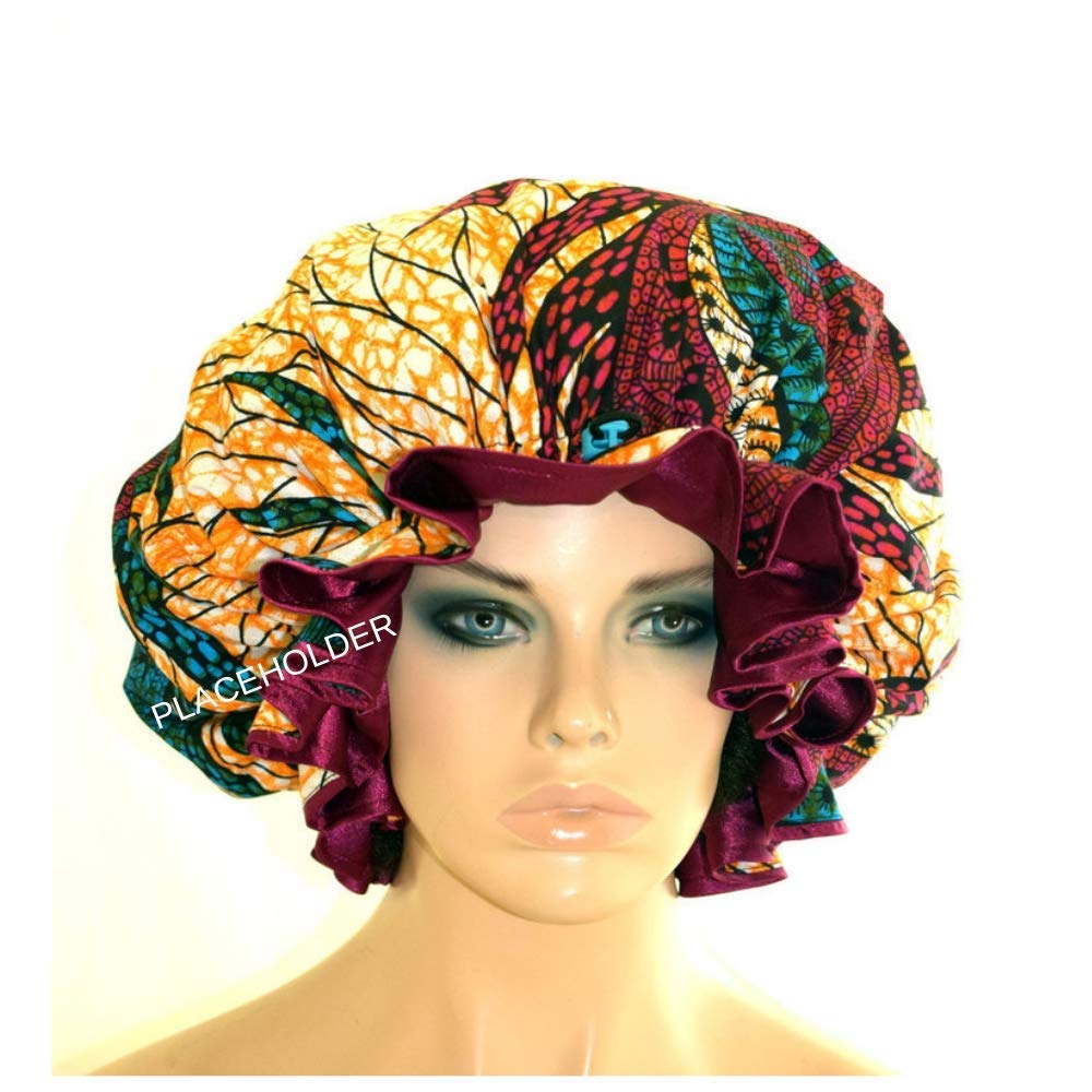 African 12'' Doublelayer Satin Sleeping Caps Silky