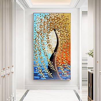 Amazon.com: Ecqizer 入门竖版水晶瓷背景墙挂画装饰画简约现代入户玄关