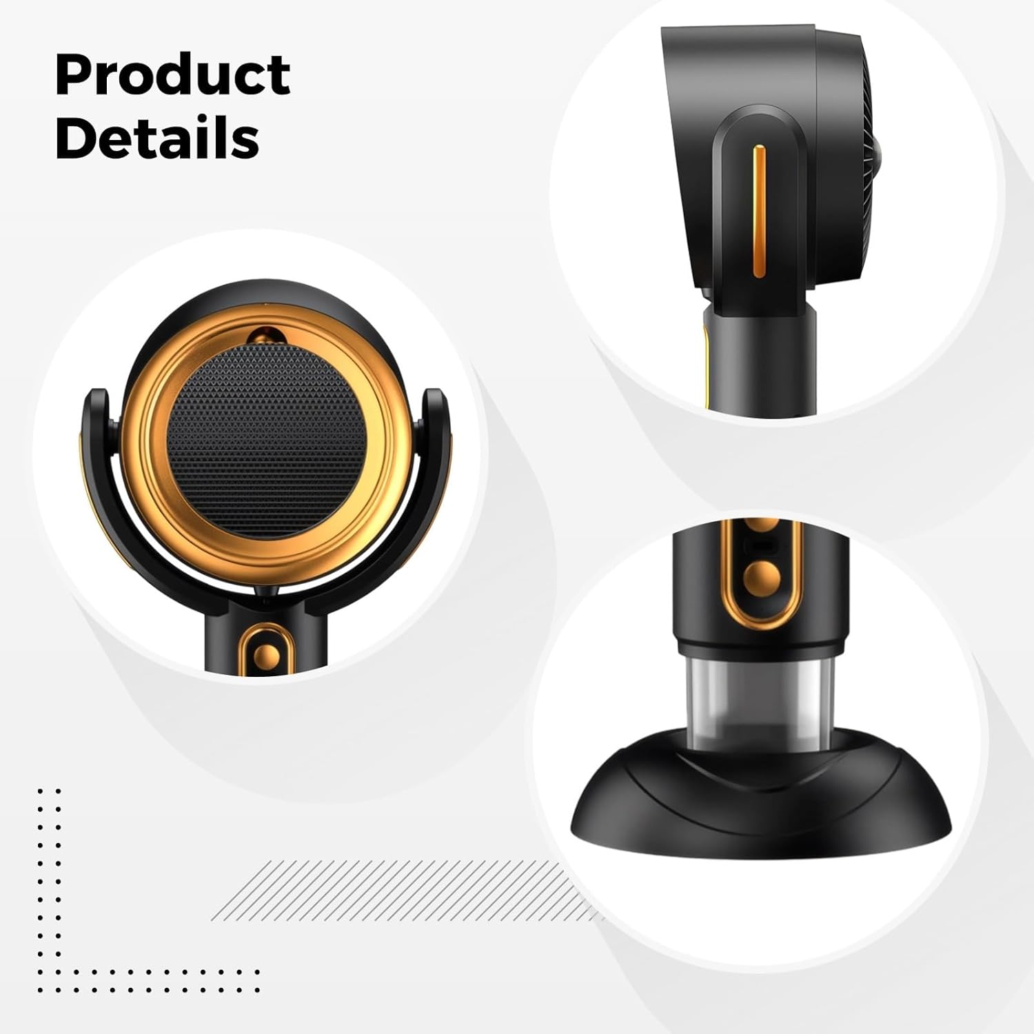 Fan Smokeaway, Indoor Purifier Portable Gold Black, Exhaust Hotpot Bbq, Tabletop Air Filter Compact Smokers, 2400Ma Rechargeable Battery