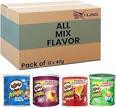 12 x Pringles Crisps Pop & Go Travel Box Multi Flavour (Each 3) Original, Sour Cream & Onion, Salt & Vinegar & Texas BBQ Your Go-To Snack Companion Sold By VR Angel