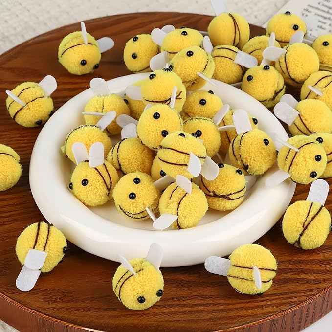 Babymoon Set of 15 Mini Felt Bumble Crafts Bee Multipurpose Craft Embellishments & Aesthetic Flat-Lay Photography Props DIY Crafts, Hair Accessories, Scrapbooking & Creative Photoshoot Backdrop Props-image-36