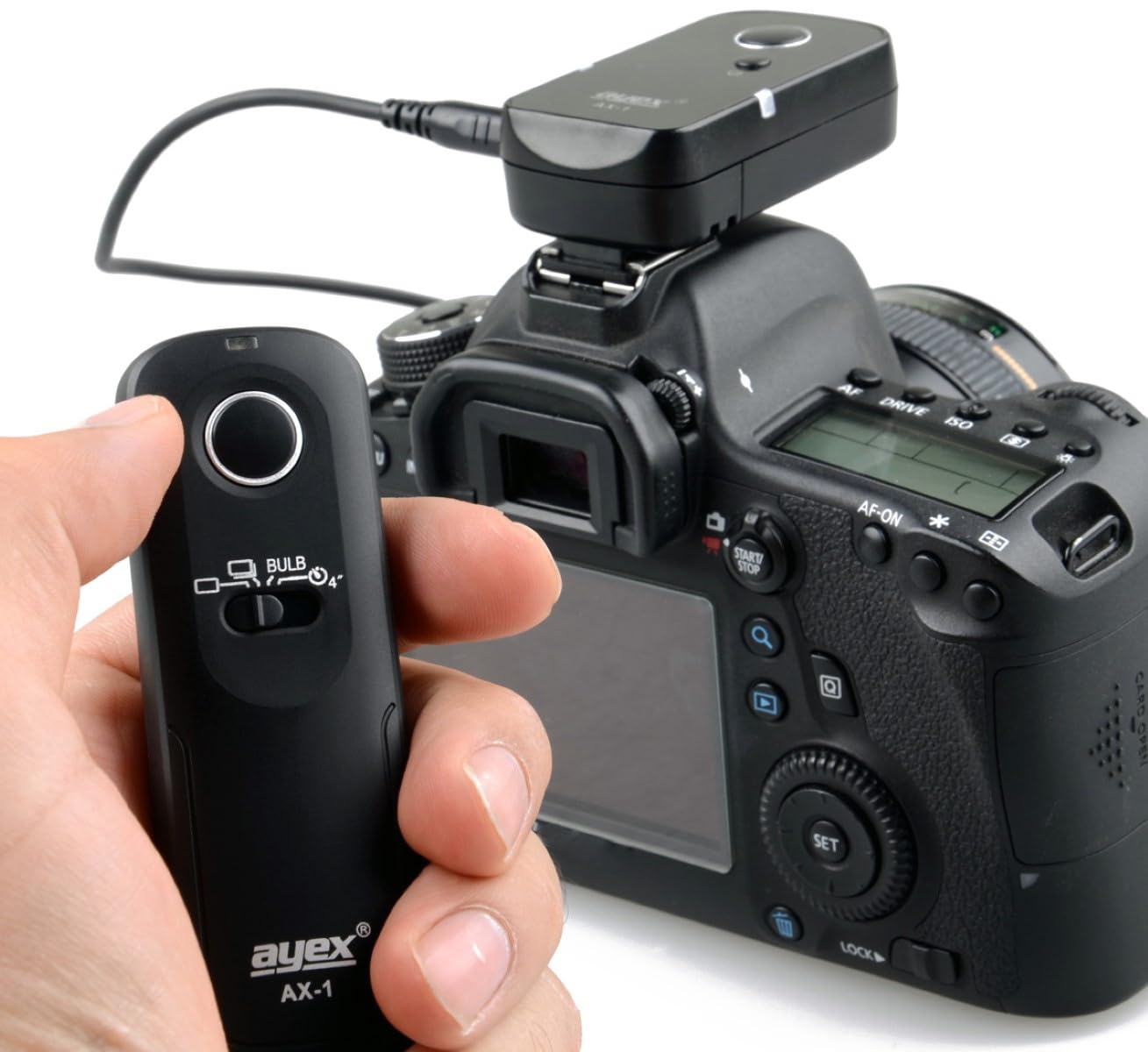 ayex AX-1 zdalny wyzwalacz radiowy kompatybilny z Nikon DC3, bezprzewodowy wyzwalacz aparatu o zasięgu 100 m, 2,4 GHz, obraz seryjny 3,5 mm TRRS