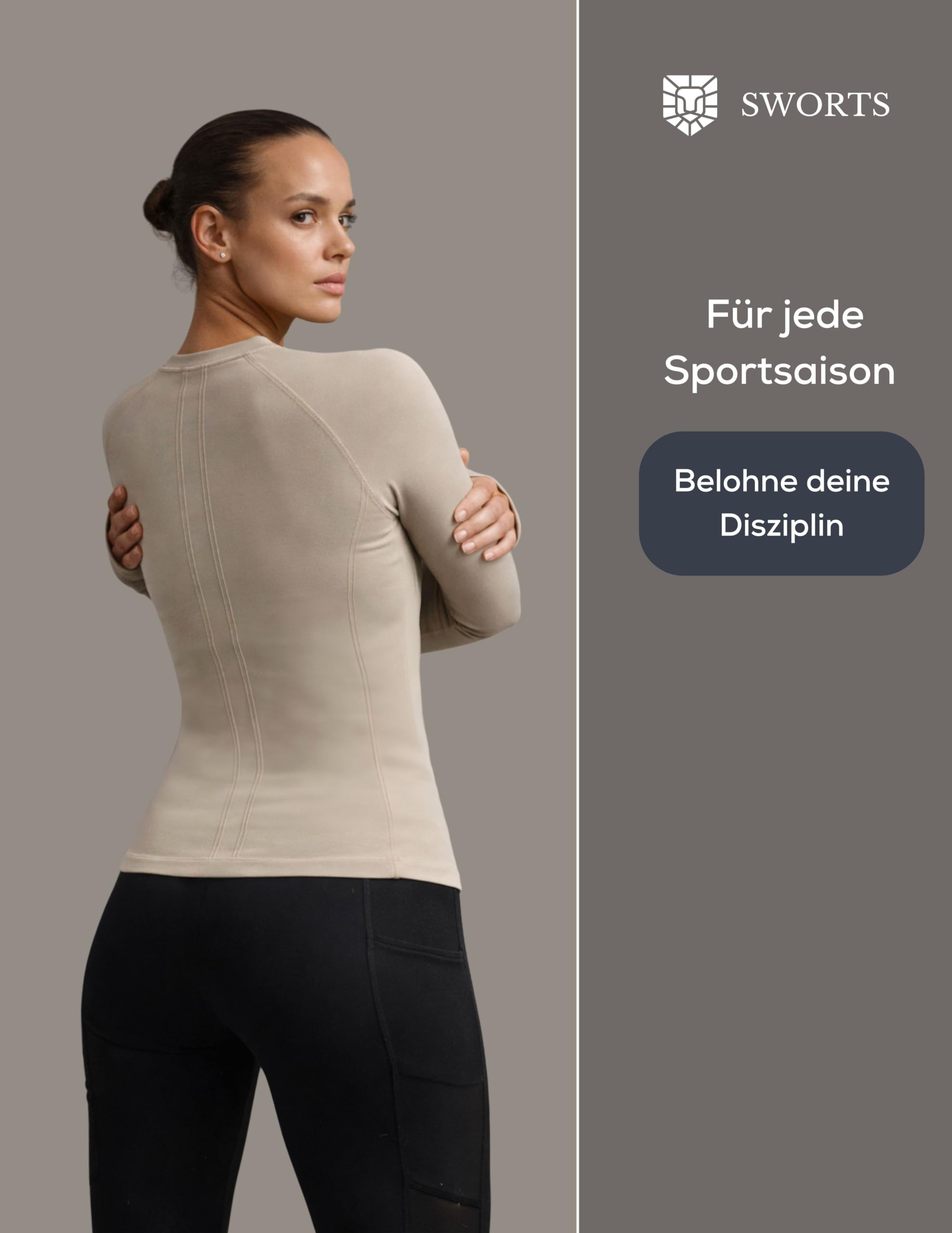 Base Laufshirt Damen · Sport Longsleeve mit Kompression & Daumenloch · Running Baselayer Women