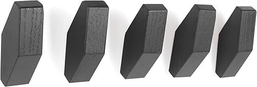 TOROS store Juego de 5 ganchos de pared de madera, modernos ganchos de madera negra para colgar, ganchos para abrigos montados en la pared, ganchos