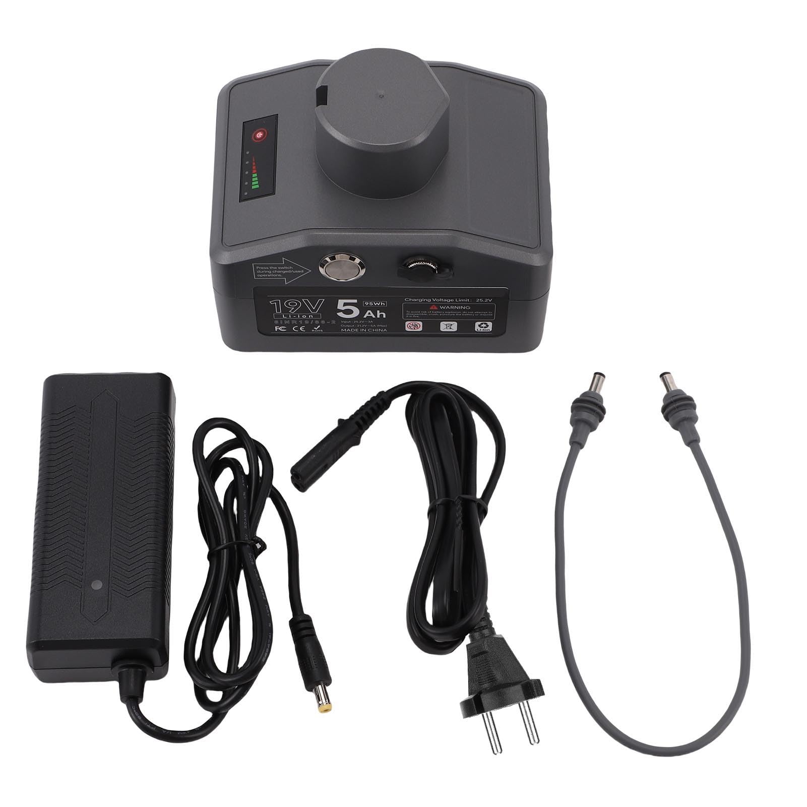 Fafeicy Alimentazione Satellitare Ricaricabile Adatto per Mini Batteria di Alimentazione Portatile 5 Ah con Kit di Montaggio e Adattatore per la Rete Campeggio All'aperto (Plug dell'UE 100-240 V.)