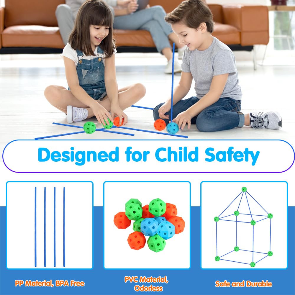 Kit de construcción de fortalezas para niños, 155 piezas de juguetes STEM de construcción para interiores y exteriores para niños y niñas de 3, 4, 5, 6, 7, 8 años, lo último, para construir fortalezas 3