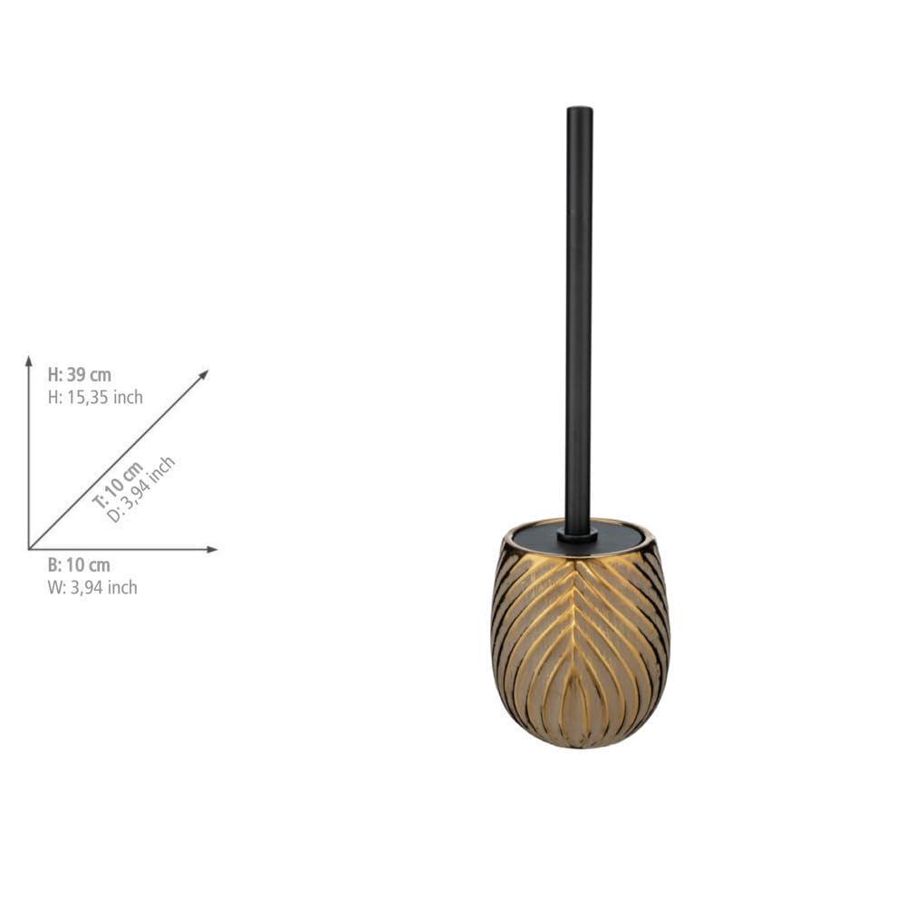 WENKO Idro - Escobillero para inodoro (cerámica, 10 x 39 cm), color dorado y negro