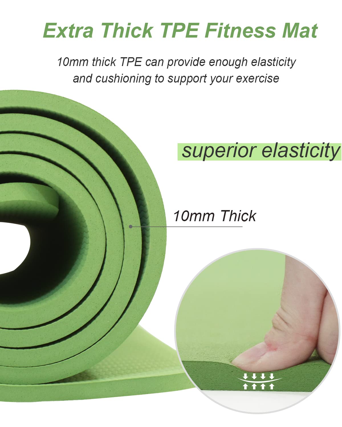 Yogamatte 195×90cm TPE Fitnessmatte Rutschfest Gymnastikmatte | 10mm Dicke, Große, Breit, für Turnen Pilates Sport Yoga