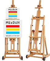 MEEDEN H-Frame Studio Easel: Adjustable Beech Wood Floor Stand, Tilting Mobile Easel Holds 77" Canvas for Large Art